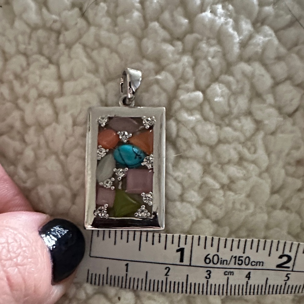 Lia Sophia Galileo Silver-Tone Slide Pendant with multicolored stones & crystals - Picture 4 of 10